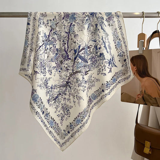 AURA Daisy – 70*70  Floral-Print Square Scarf