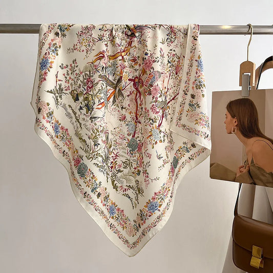 AURA Daisy – 70*70  Floral-Print Square Scarf